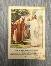 Vtg 1918 Bible Picture Card - Jesus and the Deaf Man United Brethren Publishing picture