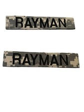 Lot of 2 US Army Camo Black Name Tape Patch RAYMAN Hook and Loop NWOT picture