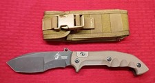 FOX MESKWAKI FOLDING TRACKER 5.5”STAINLESS BEAD BLAST BLADE KNIFE MICARTA HANDLE picture
