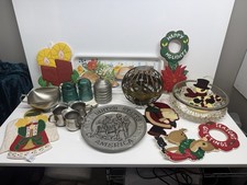Junk drawer lot misc Estate Items Brass Gimbal Lamp Pewter Crystal Godinger picture