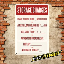 Garage Storage Fees Warning Sign Funny Mechanic Shop Metal Wall Decor picture