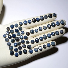 A Constellation Of Corundum~ 61 PC Madagascar Blue Sapphire Round Crystals Set picture