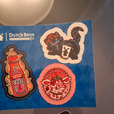 Dutch Bros Coffee Sticker Lot 4pc Rebel Rocket Dutch Luv Cat Hot Sauce picture