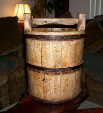 Antique Chinese Coopered Wooden Well Water Bucket – Primitive 15Lbs Local Pickup picture