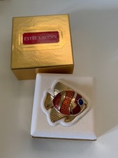 ESTEE LAUDER Tropical Enamel Gold Fish Solid Perfume Compact Unused picture