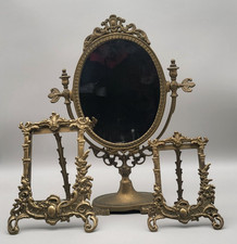 Brass Framed Vanity Mirror & Two Similar Photo Frames picture