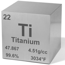 1 cm (0.39 Inch) Pure Titanium Metal Density Cube Engraved Periodic Table Design picture