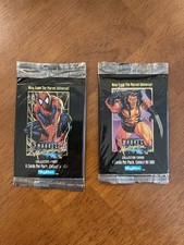 2-1992 SkyBox Marvel Masterpieces Spider-Man & Wolverine Unopened Cello Pack Lot picture