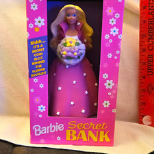 Barbie Secret Bank Plastic Coin/Piggy Bank Doll Figure in Box, Original picture