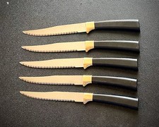 Set Of 5 Vintage Regent Sheffield Stainless England Micro Serrated Steak Knives• picture