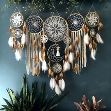 Wall Decor,Large Boho Dream Catcher with Luxurious Feathers & Beads, Handmade picture