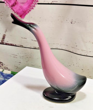 MCM 1950s Stanford Sebring Co. Pink & Black Ceramic Duck Figurine 6
