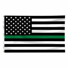 Thin Green Line Flag 3ft X 5ft  Support Military   picture