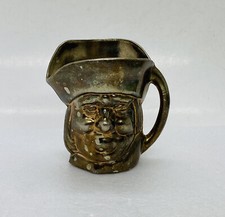 Vintage Brass Creamer Cup Coffee Tea Old Witch Face Art Design 3” Decor X picture