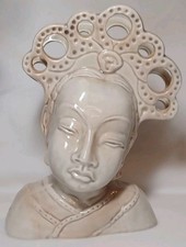 Vintage 1950s MCM Roselane Pottery Guanyin Head Vase #381 California  picture