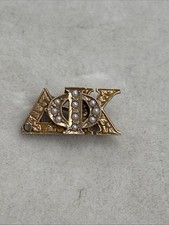 10K Vintage Delta Phi Kappa Fraternity Pin w Seed Pearl picture