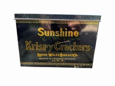 Antique Vintage Sunshine Krispy Crackers Loose Wiles Biscuits Co Tin Box picture