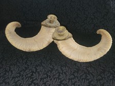 Vintage Rams Horn Candlesticks Candle Curled Holders Brass Lodge Cabin Pair set picture