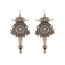 ANTIQUE / VINTAGE NAVAJO INDIAN SILVER PLATED DANGLER EARRINGS - OLD + NICE  picture