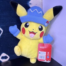 Pokémon Pikachu Plush w/ Blue Winter Hat & Gloves. NEW picture