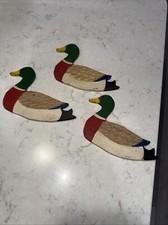 1988 Lot Of 3 Nancy Thomas Wooden Animal Folk Art Decorations Ducks Yorktown picture