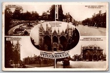 Peterborough UK Postcard 1909 Broad Bridge Cathedral Park Town Hall D268 picture