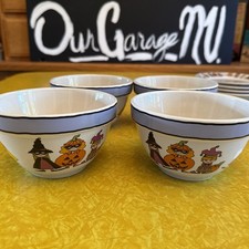 Halloween Trick or Treat Ceramic Bowl Goblins Ursula Dodge Signature  Set Of 4 picture