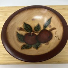 Vintage WOODCROFTERY Hand Painted Bowl Farmhouse Decor Primitive Apple picture