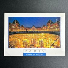 Paris Musee du Louvre Postcard I.M. Pei Pyramid Night View 1996 Stamp picture