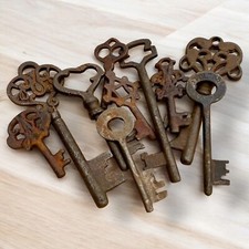 Antique Style 19th Century Iron Skeleton Keys Vintage Reproduction - Lot Of 10 picture