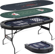 Versatile 4-in-1 Folding Poker Table for 8 Players with Game Mats & Chess Board picture