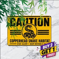 Copperhead Snake Habitat Warning Metal Sign Vintage Outdoor Safety Plaque 8x12 picture