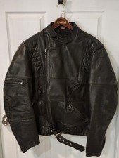 Vintage Harley Davidson Leather Moto Riding Jacket 48T  Padded Belted picture