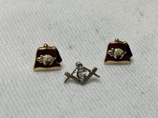 Vintage 10K Gold Shriners Fez & Masonic Square Compass Screw Back Pins Lot 3 picture