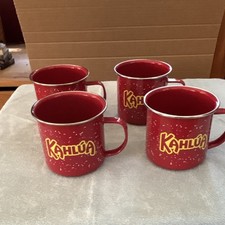 Kahlúa Set of 4 Classic Metal Camp Mugs Red Speckled picture