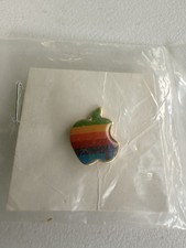 Vintage Apple Computer Rainbow Logo Lapel Pin Sealed New Old Stock 1980s picture