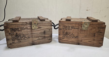 Pair Vintage 1984 US Military Surplus Wooden Storage Crates Lockley Mfg picture