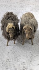 1960s Handmade Germany Erzgebirge (Ore Mountain) 2-Wooley Match Stick Leg Sheep  picture