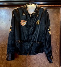 Original Vietnam War Souvenir Jacket Black Satin Rarity Quinhon 67–68 M picture