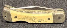 Vintage Schrade+ LB-1SC USA Scrimshaw Rabbit Lockback Folding Pocket Knife picture