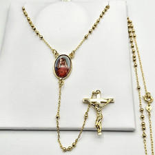 14K Gold Plated. The Immaculate Heart of Mary Rosary Necklace. Maternal Love picture