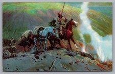 Colter's Hell Painting, Haynes Collection, Yellowstone Park, WY. Postcard picture