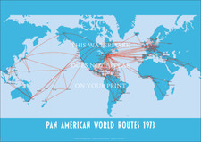 Pan American World Routes 1973 A1 Art Print – Route Map – 84 x 59 cm Poster picture