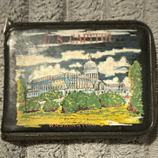 Vintage Washington DC US Capitol Souvenir Zippered Coin Purse Wallet Mid-Century picture