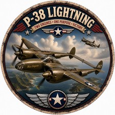 P-38 Lightning Airplane - Metal Sign picture