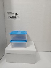 Tupperware 2 Clear Mates Medium Squares 1 L Modular Containers Blue picture