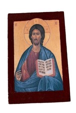 Byzantine Icon Christ The Teacher Orthodox Catholic Icon Handcrafted 5.5” picture