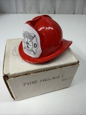 Vintage Scott Products Fireman Red Fire Helmet Metal Bottle Opener Made In USA picture