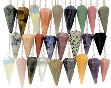 Crystal Gemstone Pendulums - HUGE Selection - Faceted Pendulum & Chain (Dowsing) picture
