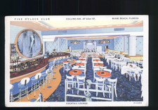 Five O'Clock Club Collins Ave & 22nd St Miami Beach Florida FL Postcard FLP45 picture